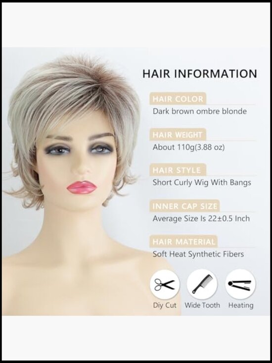 Short Blonde Pixie Wig Fluffy Layered Synthetic Daily Party Wear for Women main image 4